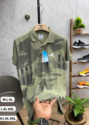 ADIDAS STRIPES POLO - Army green, XL