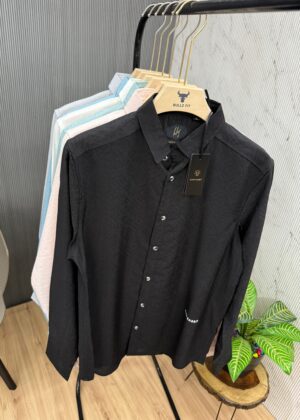 RARE RABBIT SMART COLLARED FULL SLEEVE SHIRT  - Black, 2XL