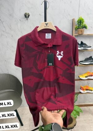 UNDERARMOUR PRINTED POLO - Maroon, XL